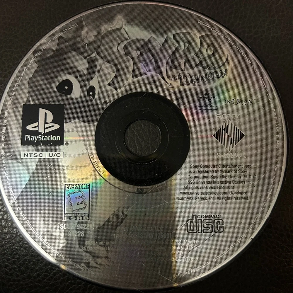 Pre-Owned Spyro the Dragon 3D Platform Video Game for the Sony PlayStation PSX